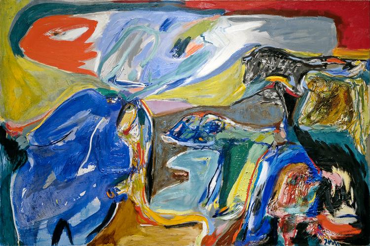 Jorn-strid. ARoS mener ikke,  at de træder Silkeborg over tæerne ved  at lave en Jorn-udstilling. Det er de helt  uenige i på Silkeborg Kunstmuseum.  Her et af Asger Jorns sene malerier:  'Le vent nous emporte'.  (Vinden fører os bort). 1970.  Foto: Donation Jorn, Silkeborg 