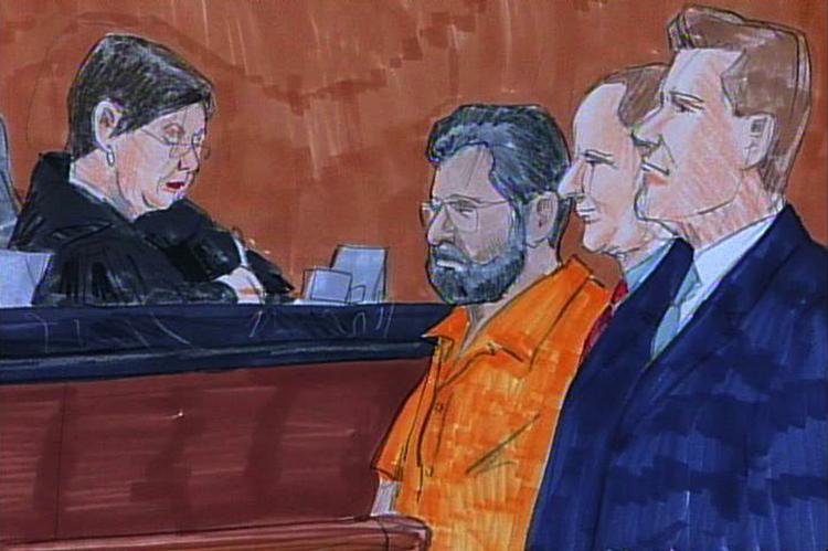 Tegning af den terrorsigtede Tahawwur Rana i retten i Chicago. 