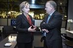 U.S. Secretary of State Hillary Clinton in conversation with Denmark's Prime Minister Lars Løkke Rasmussen. 
