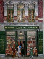 Miniature. Dette antikvariat er fremstillet af Jørgen Frank. Bøgerne er bundet rigtigt ind. Modellen har målene: H45, B31, D21. Foto: (Udsnit) Kunstindustrimuseet. 