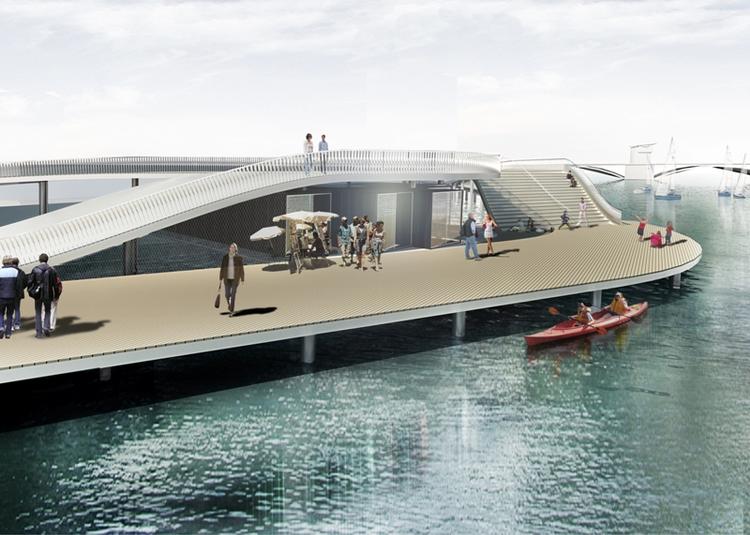 Overfor havnebadet på Islands Brygge skal en ny havnepromenade med vandsportsfaciliteter gøre Kalvebod Brygge attraktiv. 