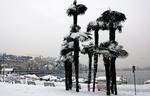 vintervejr Palmetræerne i Lugano i det sydlige Schweitz er godt pudret til. 