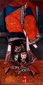 Vrid. 'Kvindelig akrobat' af Ahmad, cirka 1815, Iran. Bemærk kroppens og stoffernes vridninger. 