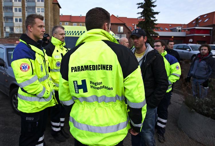 Protest. Ambulanceberedskab fra både Frederiksberg og København mødtes til morgen i københavns nordvestkvarter for at diskutere deres modtræk mod regionsrådsformand Vibeke Storm Rasmussens beskyldninger. 