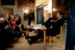 Duel. Svigter Trykkefrihedsselskabet ytringsfriheden, var spørgsmålet da Lars Hedegaard (tv.) og Jacob Mchangama tørnede sammen ved Trykkefrihedsselskabets debataften i onsdags. Foto: Finn Frandsen 