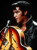 Elvis Presley ses her under en koncert i 1968. Arkivfoto. 
