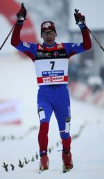 Vinder. Lukas Bauer vandt også lørdagens 7. etspe af Tour de Ski. 