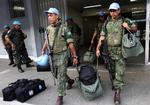 Fredsbevarere. Brasilianske FN-soldater vender tilbage til deres base i Brasilien. De var på vej til at gøre tjeneste i Haiti, da jordskælvet indtraf. 