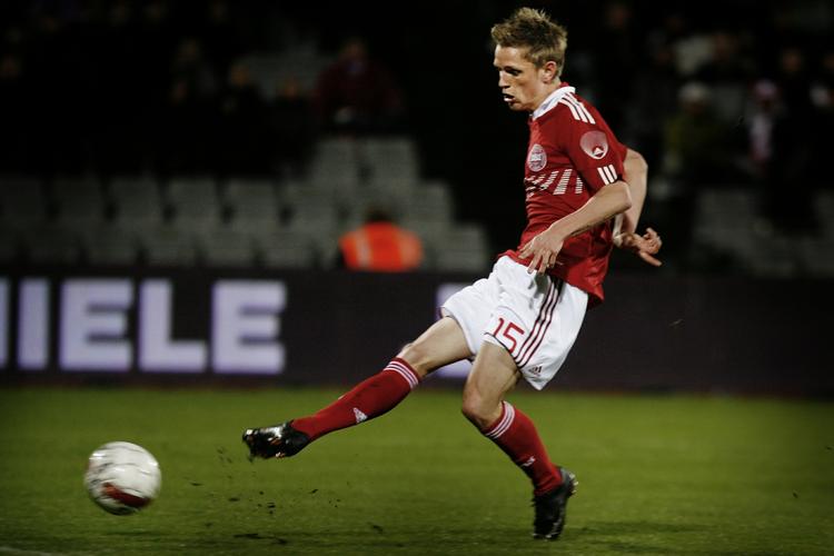 Succes. Sidste år fik Søren Rieks debut på A-landsholdet. I dag scorede han så for ligalandsholdet. Arkivfoto. 