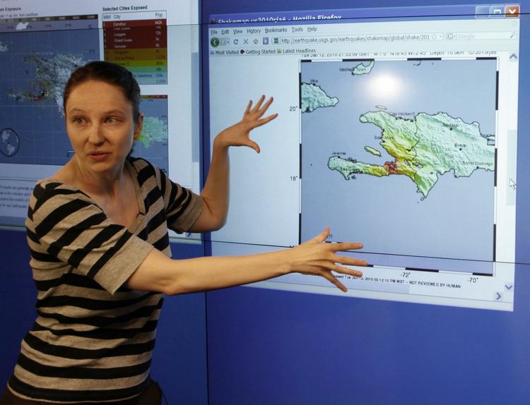 Seismolog. Oversigt over epicentret i Haiti, der blev ramt af et voldsomt jordskælv 12. januar. 