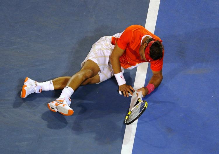 skadet. Rafael Nadal var på alle måder en slagen mand, da han mødte Andu Murray i Melbourne. 