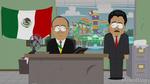 South Park i Mexico. Felipe Calderon-lignende præsident bag skrivebordet. 