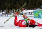 besejret. Nok ser Dario Cologna besejret ud, men schweizeren er såmænd bare udmattet efter at have lagt alle de norske favoritter bag sig. 