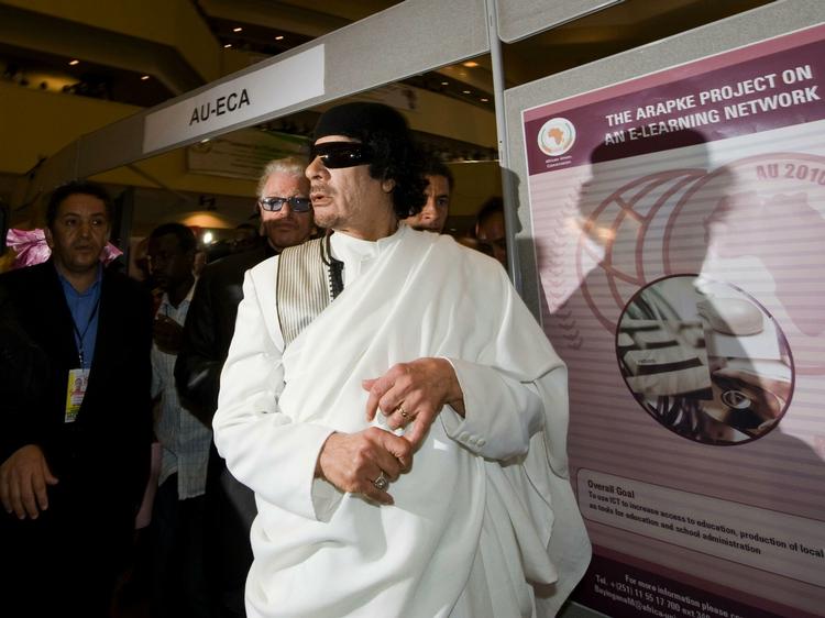 Dikatator. Muammar Gaddafi til Ethiopia African Union Meeting tidligere i år. Arkivfoto 