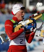 PLETSKUD. Tora Berger var godt skydende, og det var med til at sikre Norge guldmedalje nummer 100 ved vinter-OL. 