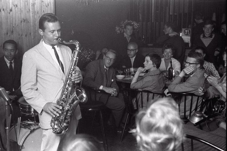 Stan Getz backed by drummer Joe Harris at the Montmartre some 60 years ago. The legendary jazz club is now to reopen. 