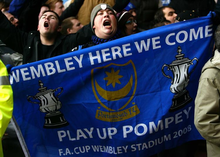finalehåb. Mens det går mildest talt dårligt for Portsmouth i Premier League og på den økonomiske front, så kan tilhængerne juble over, at klubben er videre i FA cuppen. Arkivfoto. 