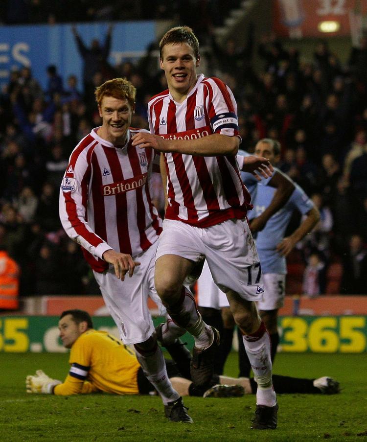 Mål. Ryan Shawcross sendte Stoke på vinderkurs i den forlængede spilletid. 
