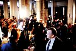 DUEL. Statsminister Lars Løkke Rasmussen (V) mødte her til aften den socialdemokratiske partileder, Helle Thorning-Schmidt til et politisk debatmøde i Politikens Hus. 