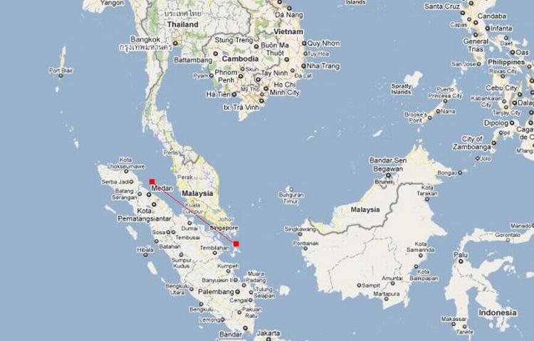 TERRORTRUSSEL. Sikkerheden er øget i Malaccastrædet ud for Singapore efter terrortrusler. Ill.: Google Maps. 