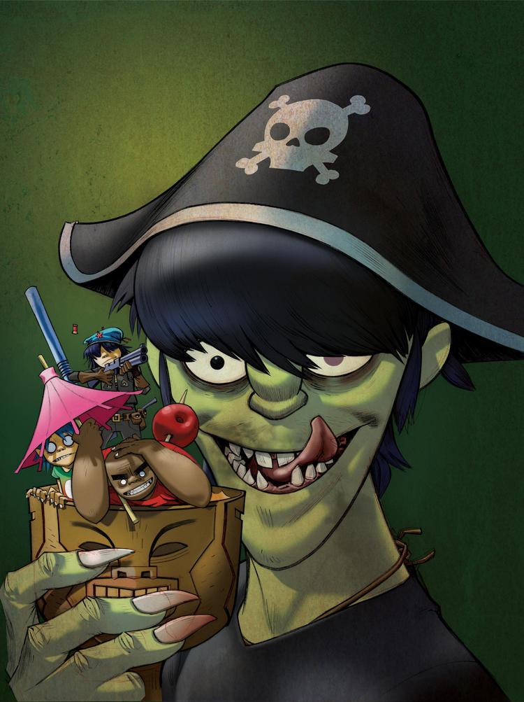 Nam. Med dette tredje udspil fra Gorillaz kender vi det univers og de virkemidler, Damon Albarn og  tegneren Jamie Hewlett betjener sig af. Illustration: Jamie Hewlett 