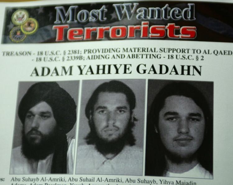 Wanted. USA har gennem flere år efterlyst Adam Gadahn. Plakaten her er fra 2006. 
