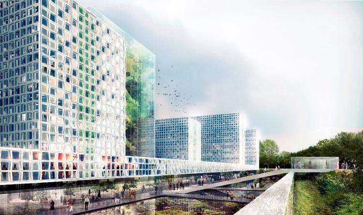 Arkitektkonkurrence. Det danske arkitektfirma schmidt hammer lassen har vundet retten til at bygge Den Internationale Straffedomstol i Haag. Her er en renderingstegning fra tegnestuen af domstolen set udefra. 