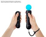 Sådan ser PlayStation Move ud med hovedcontrolleren til højre, hvis lysende kuple på toppen kan ses af PlayStation Eye-kameraet, som man skal sætte ved fladskærmen. Sub-controlleren til venstre har analog styrepind og knapper - ganske som Wiis Nunchuck. 