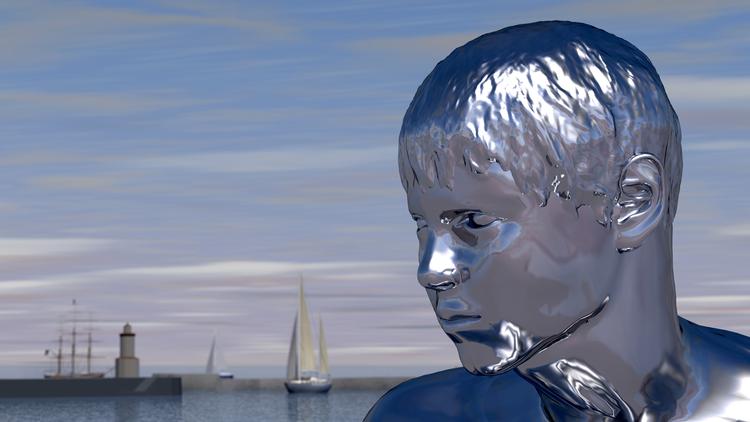 Flyttedag. Realdania og landskabsarkitekten på den nye havn i Helsingør vil ikke have Elmgreen og Dragsets skulptur 'Han' til at stå på molen midt i den nye havn i Helsingør. Den har ikke noget med Kronborg at gøre, mener de. Politikerne i Helsingør er ellers begejstrede for deres nye vartegn og forstår ikke arkitektens modvilje. Illustration: Elmgreen og Dragset 