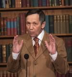 Opbakning. Dennis Kucinich fortalte i dag på et pressemøde, at han trykker på ja-knappen, når der skal stemmes om sundhedsreformen. 