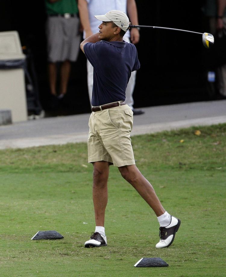 amatør. I sin sparsomme fritid er Barack Obama selv en passioneret golfspiller. Arkivfoto. 
