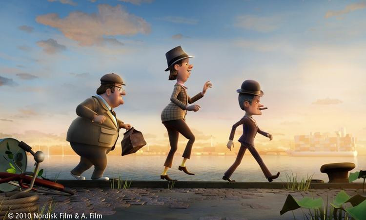 Genopstandelse. De tre forbryderiske venner i Olsen-Banden er klar til et animeret eventyr. Fra venstre Kjeld (stemme: Esben Pretzmann), Benny (Nicolaj Kopernikus) og Egon (Martin Buch). Pr-foto. 