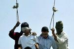En 16-årig dreng, Mahmoud Asgari, og hans ven blev kendt skyldige i voldtægt af andre drenge og hængt ved en offentlig henrettelse i juli 2005. Foto: AP 