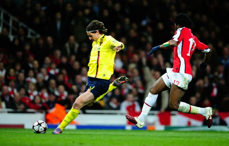 Zlatan. Trods to mål af det svenske fænomen måtte FC Barcelona nøjes med 2-2 i London mod Arsenal. 