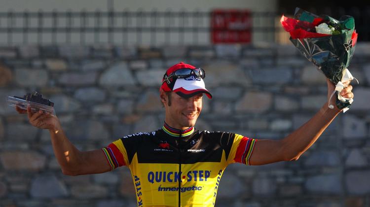 dobbeltvinder. Tom Boonen, der her modtager blomster for en sejr i Oman i februar, har tidligere vundet Flandern Rundt. Arkivfoto. 