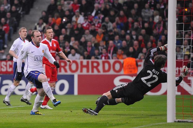 comeback? Wayne Rooney åbnede kampen mod Bayern München med en scoring efter blot et minut, men måtte forlade banen med en ankelskade. Arkivfoto. 