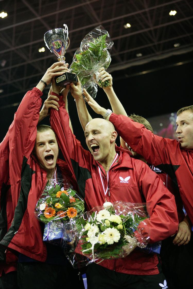 mestre. I 2005 var det en EM-titel, Michael Maze og Allan Bentsen jublede over. Nu kan de endnu en gang blive danske mestre sammen. Arkivfoto. 