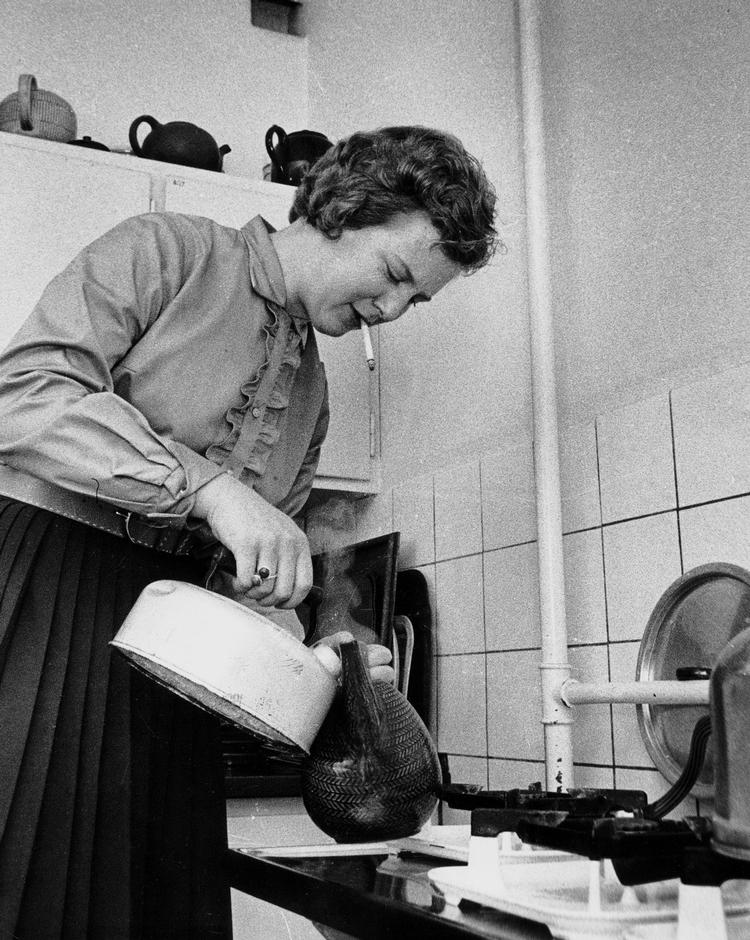Kronprinsesse Margrethe på kollegiet på Aarhus Universitet. 