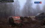 Vrag. Et billede fra russisk tv viser det styrtede fly. Foto: AP 