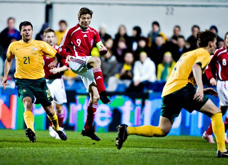 3-1. Da Danmark i 2007 vandt 3-1 i den første landskamp mod Australien, scorede Jon Dahl Tomasson to af de danske mål. Arkivfoto. 