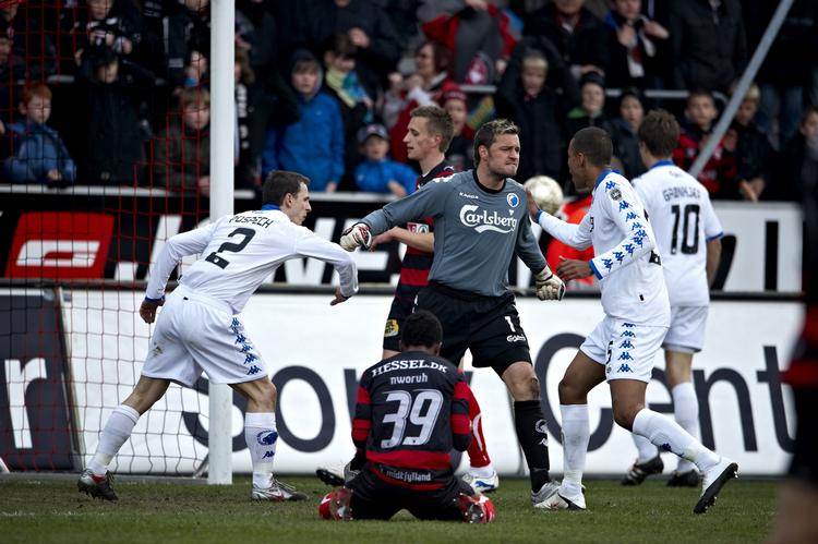 COMEBACK. Jesper Christiansen fik spilletid, da Johan Wiland blev vist ud i dagens kamp mod FC Midtjylland 