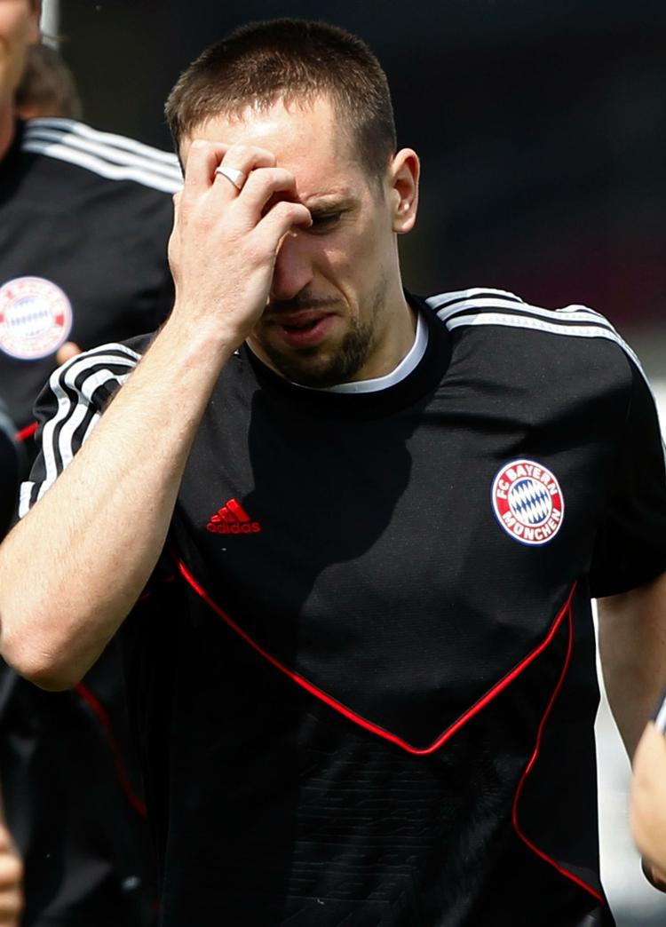 Ribéry. Midtbanekreatøren fik sit store gennembrud under VM i 2006. Her ses han under Bayerns træning tirsdag formiddag, hvor rygterne omkring sexsagen i Paris tog til. 