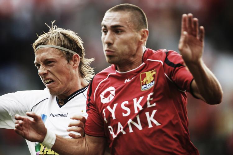 eksponeret. Bajram Fetai og holdkammeraterne fra FC Nordsjælland havde øvet en helt speciel form for jubelscene, som kom i brug i kampen mod Silkeborg. Arkivfoto. 