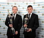 HÆDER. Manchester United-spilleren Wayne Roney (tv) er årets Premier League-spiller, mens Aston Villas James Milner er årets unge spiller 