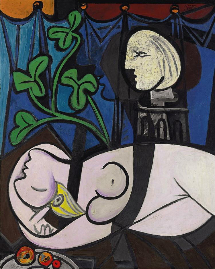 Elsket. Maleriet forestiller Picassos elskerinde Marie-Therese Walter, som var blandt hans yndlingsmaleobjekter. Udsnit. Se maleriet i større udgave nederst. 