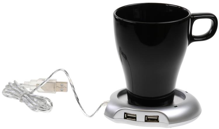 Hold Koppen varm.  Aldrig mere kold kaffe eller te! Stil kruset på kopvarmeren, og så skulle den kunne holde kaffen eller teen varm. Ud over at fungere som kopvarmer er dette også en såkaldt hub med fire USB-indgange, hvilket er praktisk, hvis du har for få ledige porte i computeren til alt det sjove grej, du vil tilslutte.  Kopvarmer, 114 kr. inkl. fragt. www.coolstuff.dk 