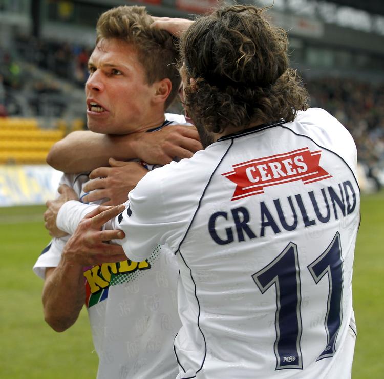 Exit? Stephan Pedersen gav AGF en absolut sidste livline, da han scorede det enlige mål mod FC Nordsjælland for en uge siden. Arkivfoto. 