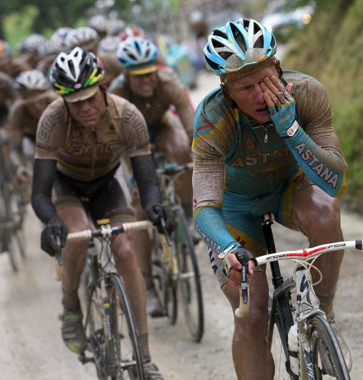 MUDDERBAD. Dagens etape i Grio d'Italia var for hård, mente Alexandre Vinokourov. 