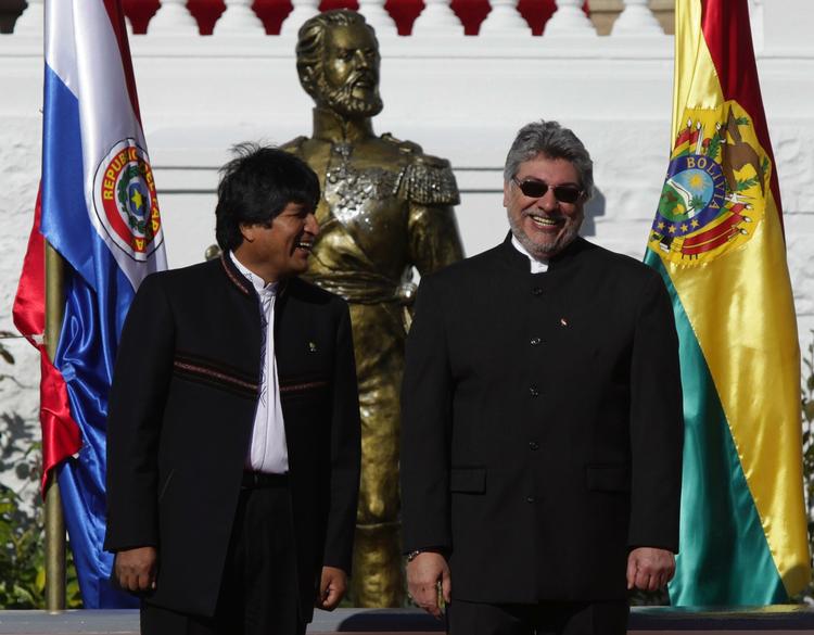 Topmøde. Både Bolivias præsident Evo Morales, til venstre, og Paraguays præsident Fernando Lugo deltager i et to dages møde med EU i Madrid. 