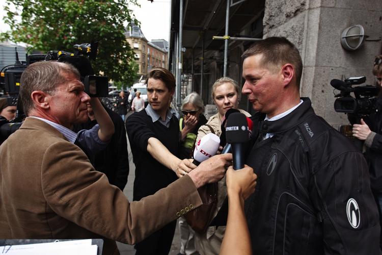 Anklager. Anklager Peter Justesen har ført sagen mod Søren Hansen, og efter dommen mødte han pressen. 